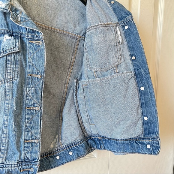 Zara Denim Cropped Jean Jacket Wash - Picture 10 of 13